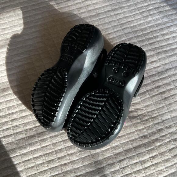 Black Customized Platform Crocs with Pink Charms - Picture 4 of 4